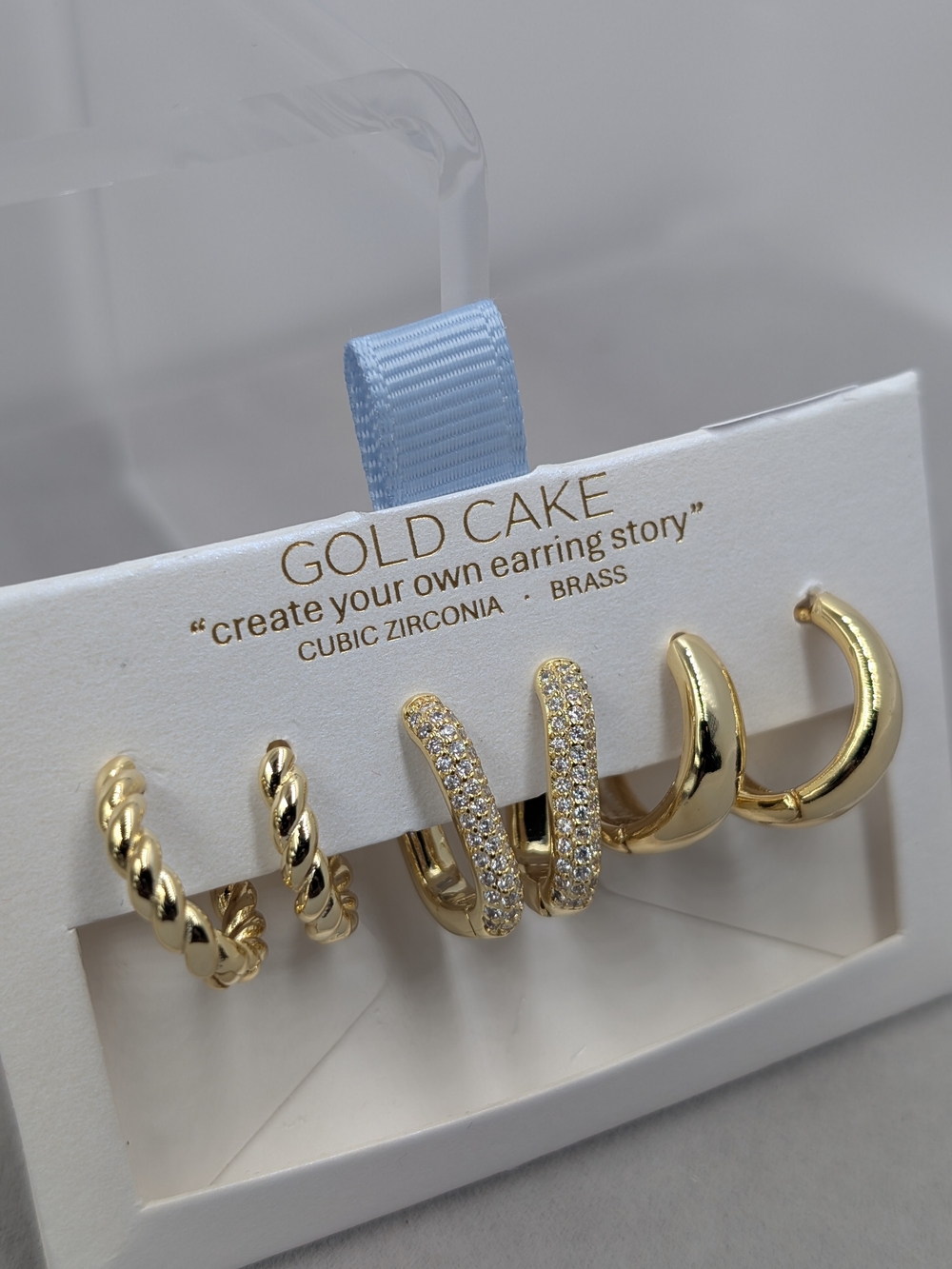 Gold Cake Women’s Gold Hoop Earring Set with Cubic Zirconia - Gold